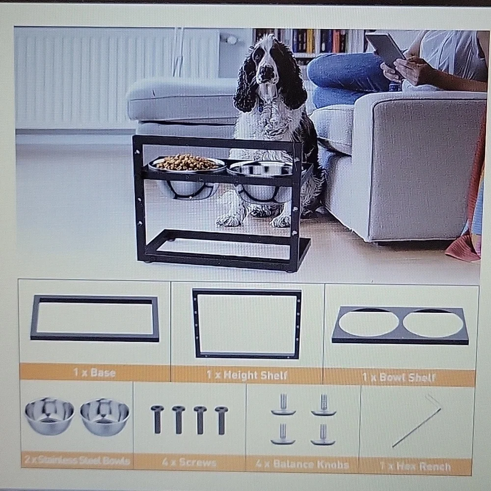 DiroPet elevated raised dog bowls stainless steel 4 adjustable heights New